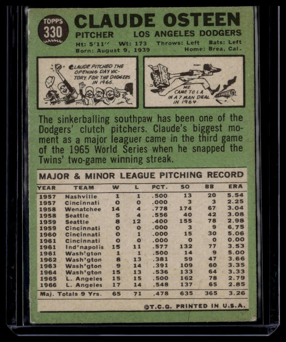 1967 Topps #330 Claude Osteen None