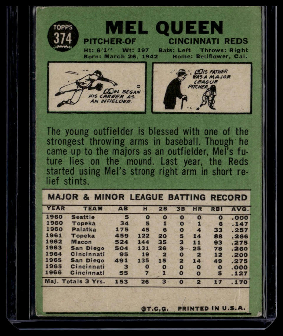 1967 Topps #374a Mel Queen None