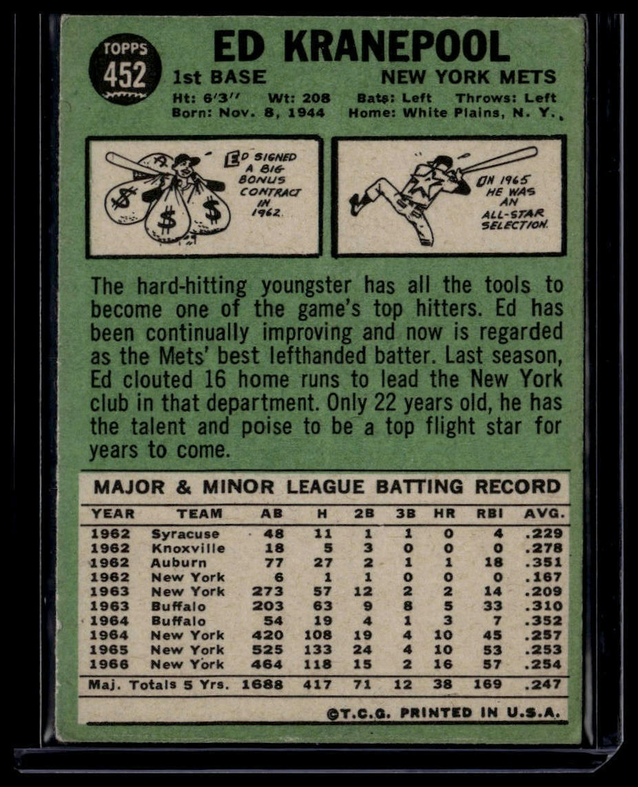 1967 Topps #452 Ed Kranepool None