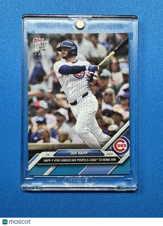 Ian Happ - Happ-Y 4th! Cubs 2024 MLB Topps Now Blue Card #377 SP 06/49 Cubs