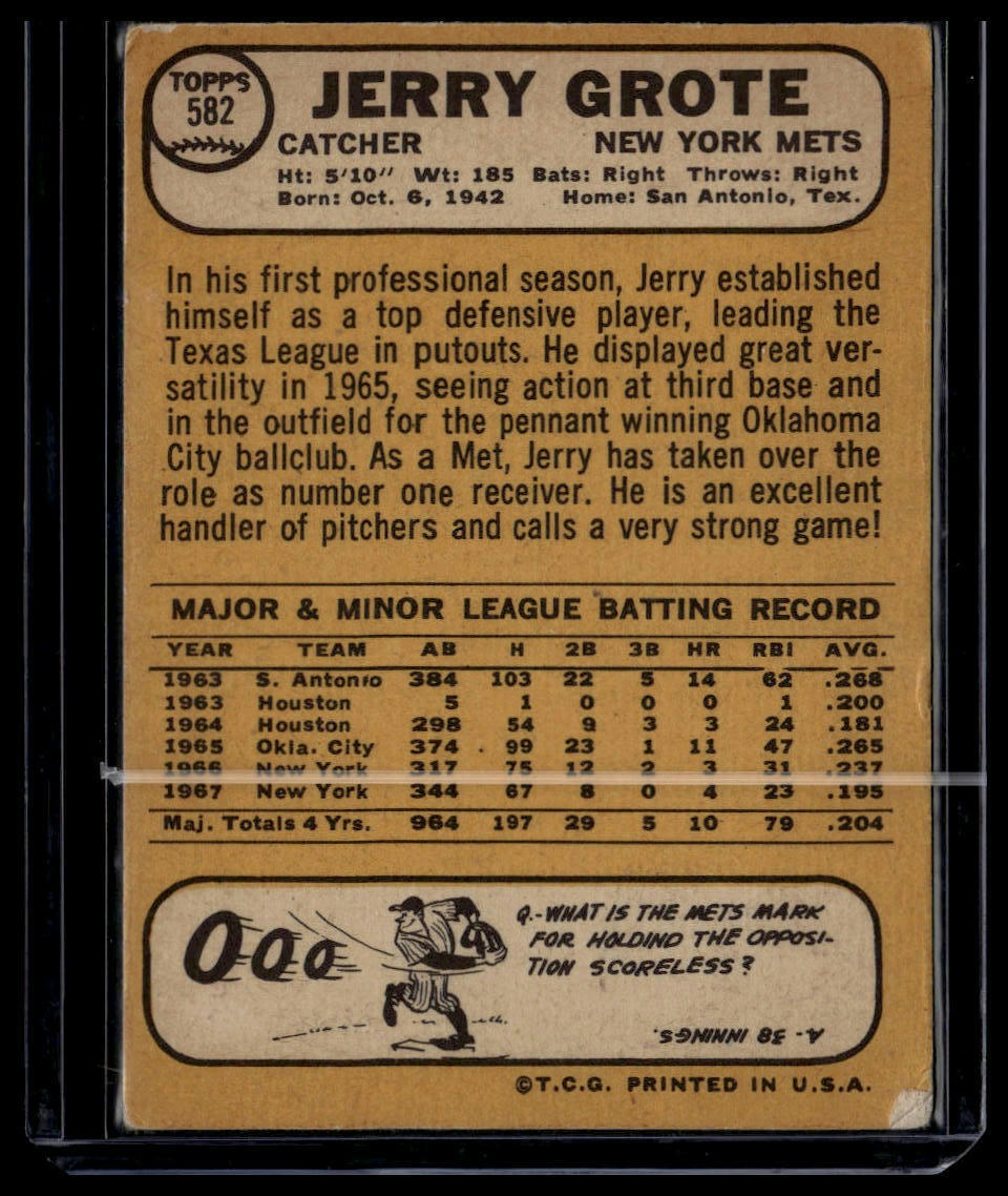 1968 Topps #582 Jerry Grote None