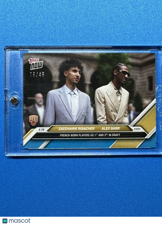 2024 Topps Now Basketball Card #D-RS Draft Blue SP 09/49 Risacher - Sarr Rookie