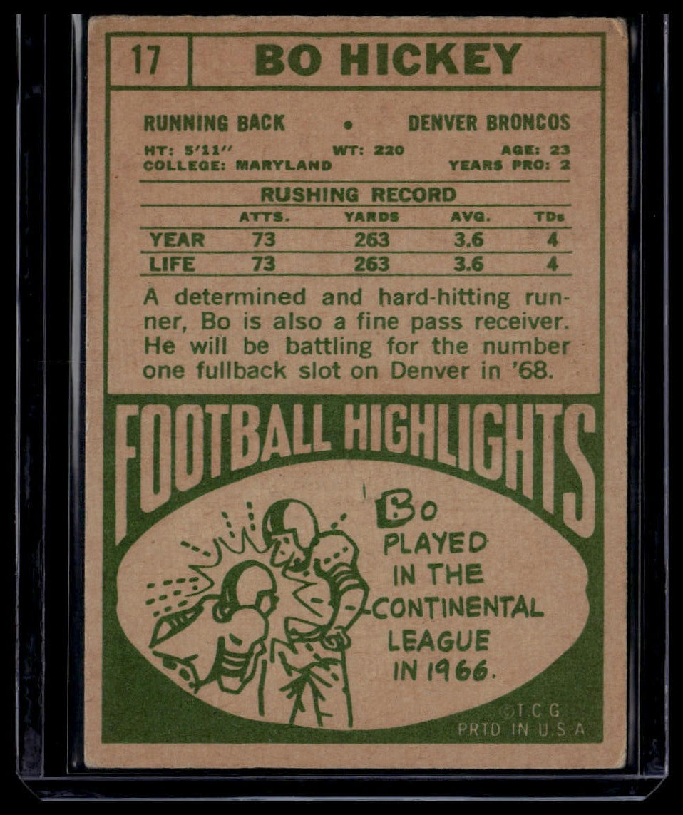 1968 Topps #17 Bo Hickey