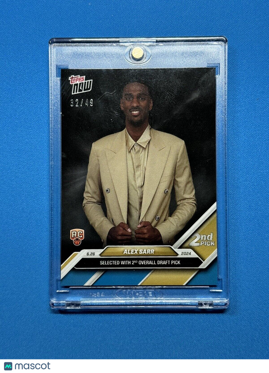 Alex Sarr 2024 Topps Now NBA Card #D-2 Blue Wizards Rookie 2nd Pick SP 32/49