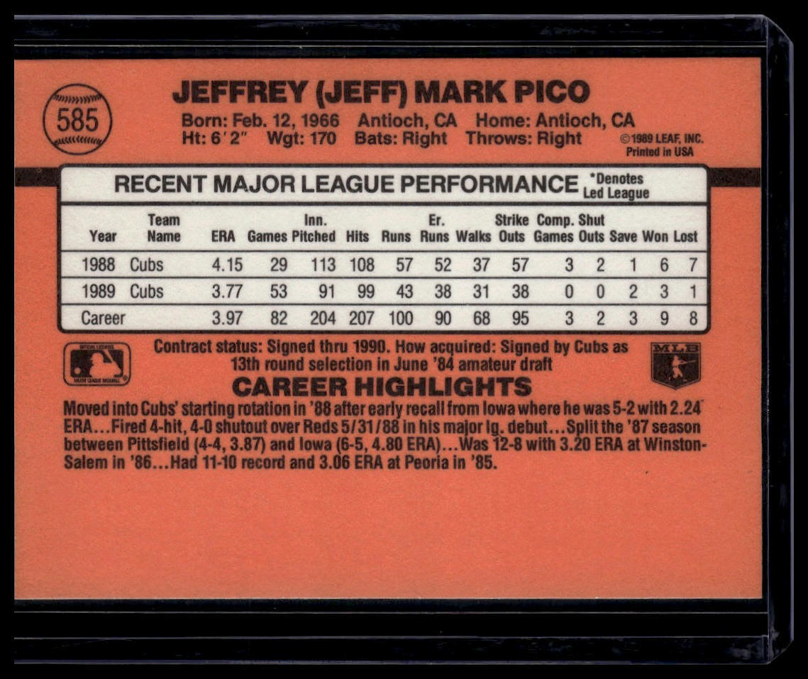 1990 Donruss #585c Jeff Pico