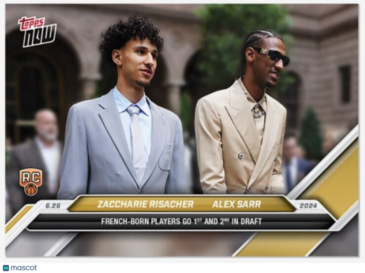 2024 Topps Now Basketball Card #D-RS Draft Zaccharie Risacher Alex Sarr Rookie