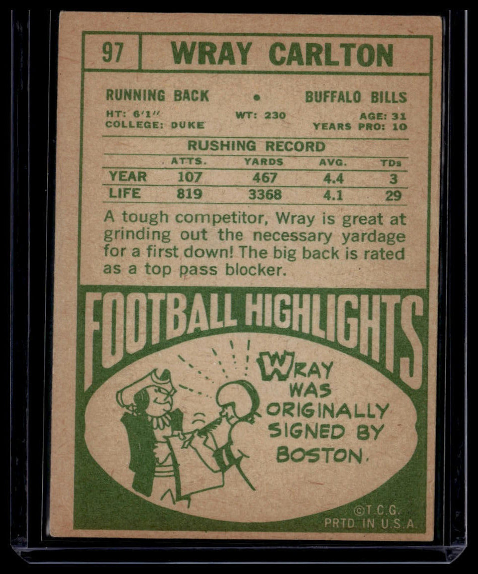 1968 Topps #97 Wray Carlton