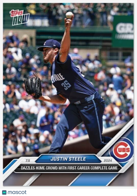 Justin Steele Complete Game 2024 MLB Topps Now Card #382 Chicago Cubs