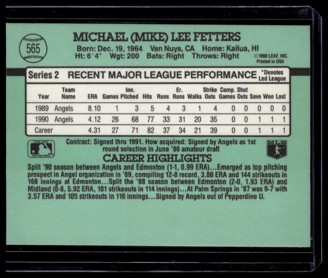 1991 Donruss #565a Mike Fetters