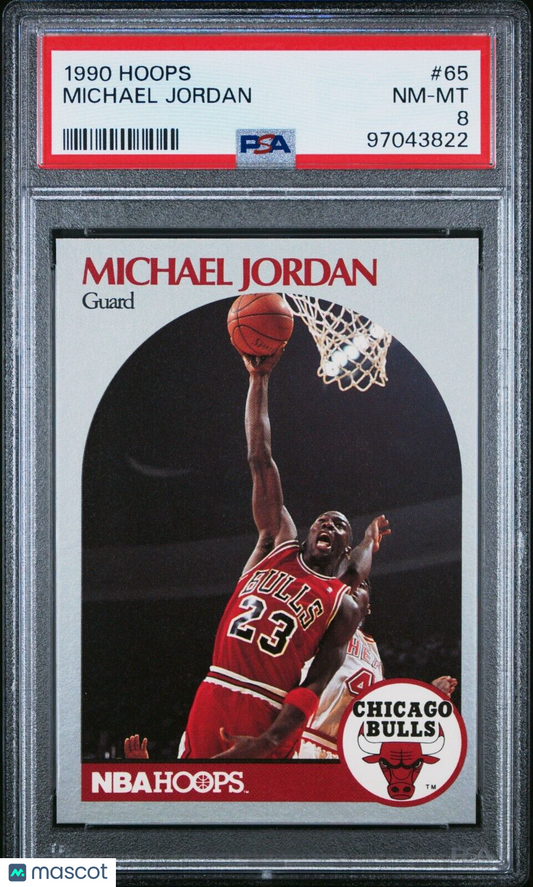 Michael Jordan 1990 Hoops Card #65 Chicago Bulls HOF PSA 8 NEAR MINT - New Slab