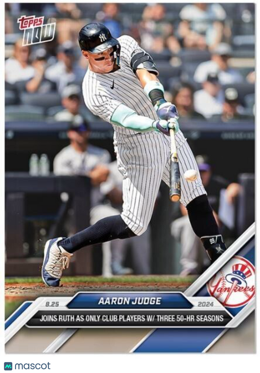 Aaron Judge 2024 Topps Now 594 Joins Ruth with 3rd 50 HR Season presale