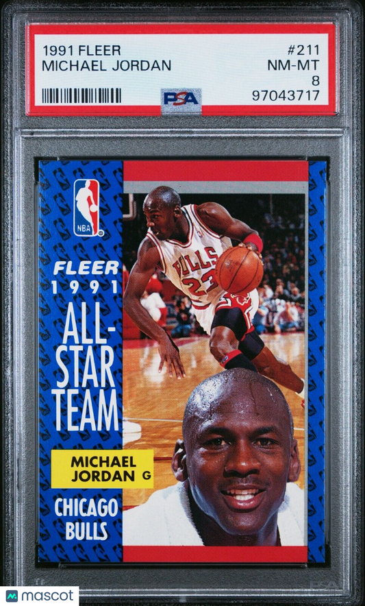 Michael Jordan 1991 Fleer Card #211 Chicago Bulls HOF PSA 8 NR MINT  - New Slab