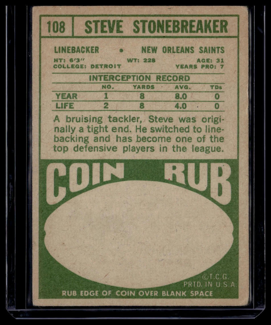 1968 Topps #108 Steve Stonebreaker