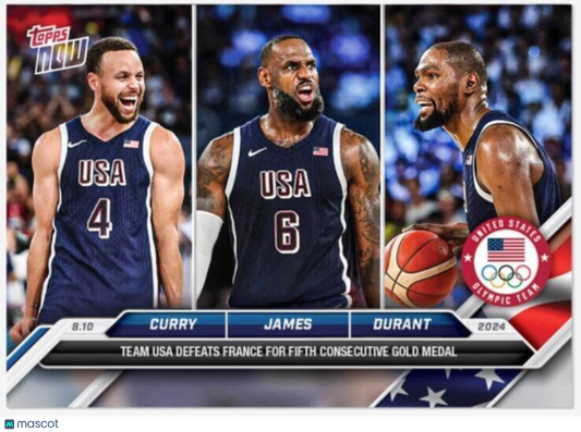 Olympics 2024: Topps Men’s Basketball Gold #26 Team USA Lebron, Curry, Durant