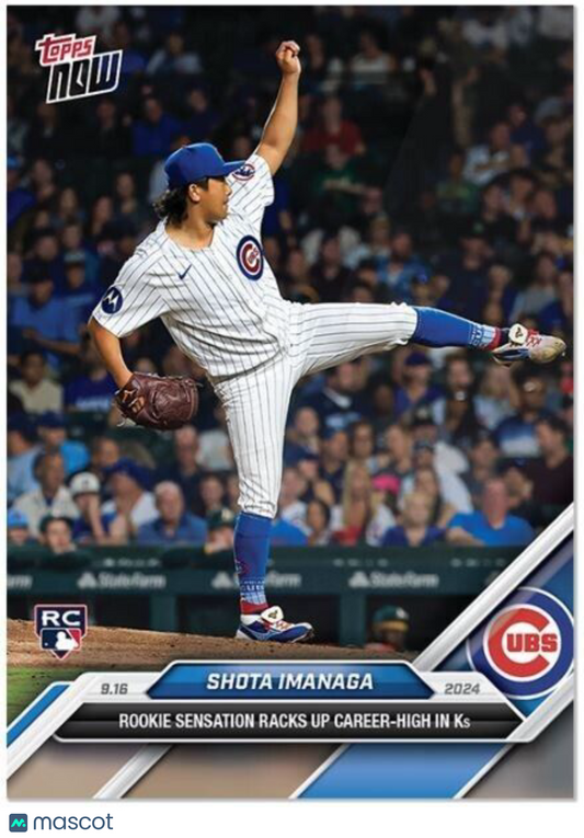 Shota Imanaga RC Career High K’s 2024 MLB TOPPS NOW Card #707 Chicago Cubs