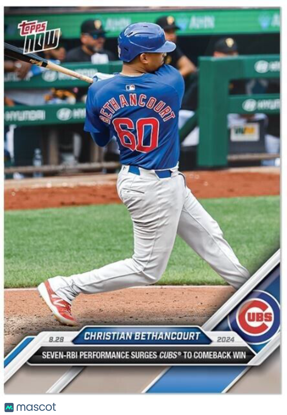 Christian Bethancourt 7 RBI Cubs - 2024 MLB TOPPS NOW Card #604 Chicago Cubs