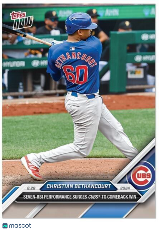 Christian Bethancourt 7 RBI Cubs - 2024 MLB TOPPS NOW Card #604 Chicago Cubs