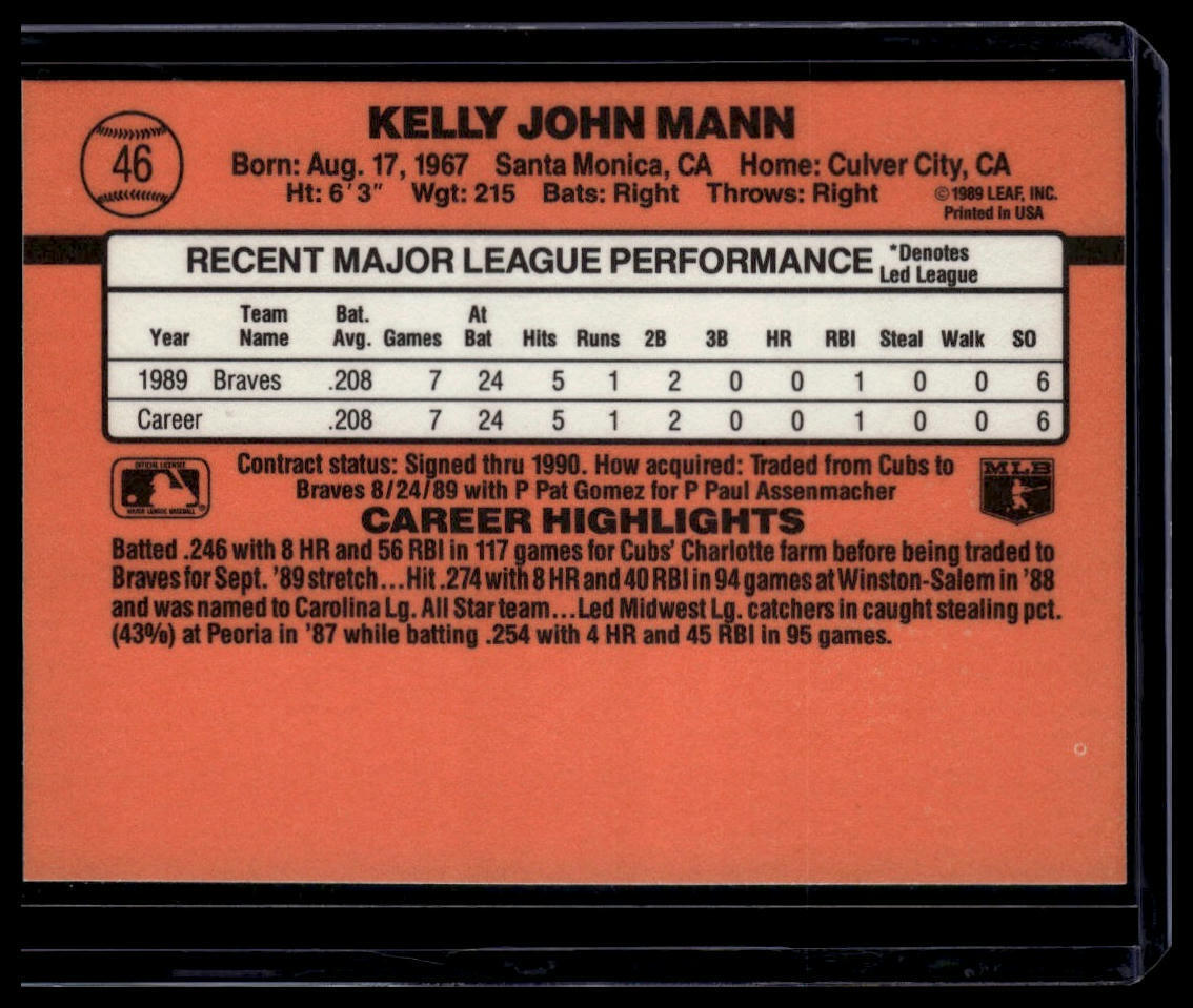 1990 Donruss #46b Kelly Mann