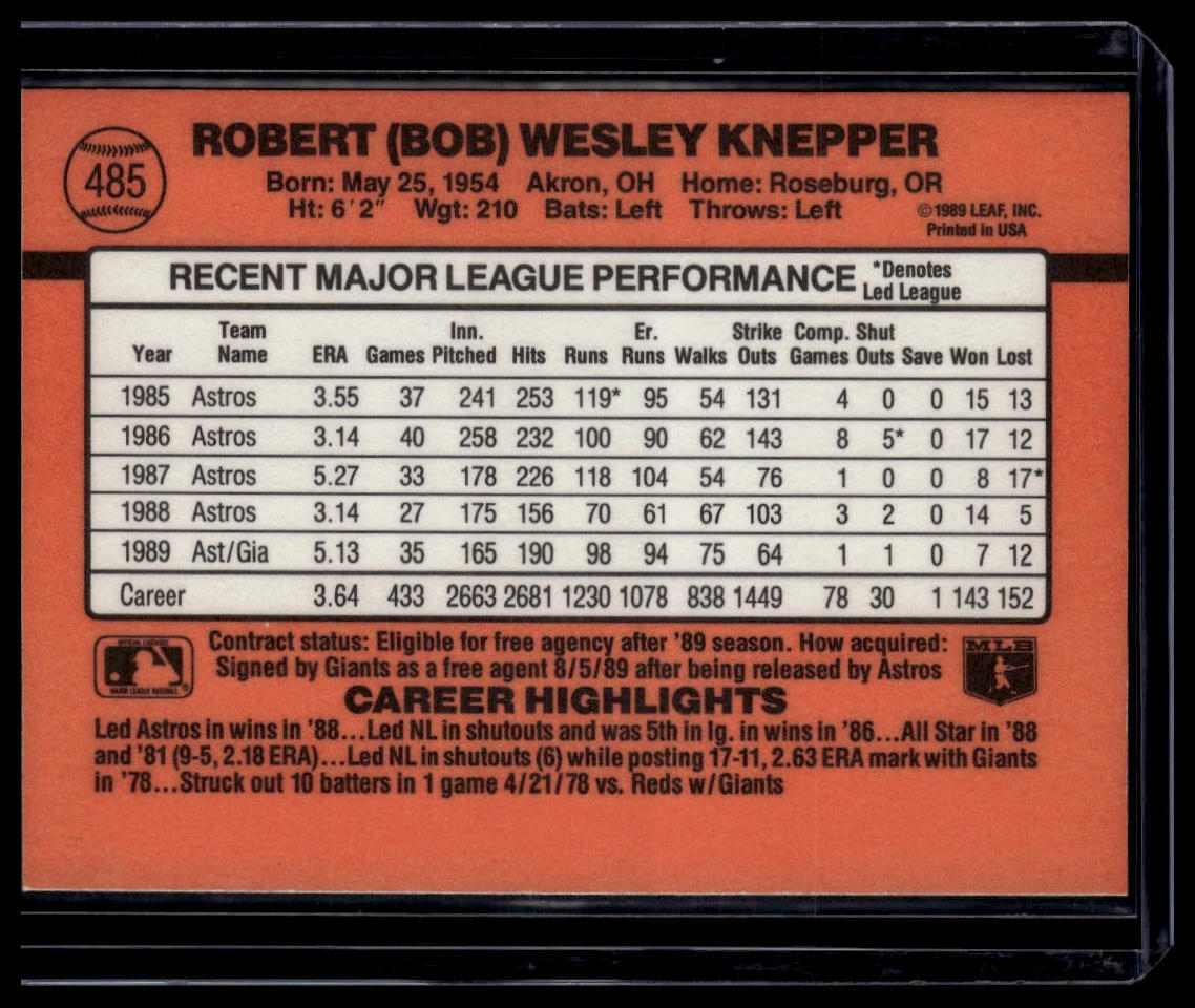 1990 Donruss #485 Bob Knepper