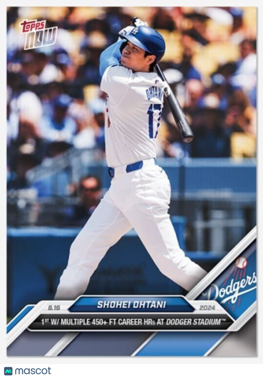 Shohei Ohtani 2024 Topps Now Card #308 Multiple Home 450+ HR’s Dodgers