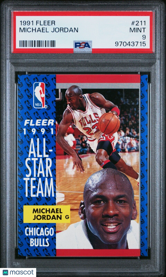 Michael Jordan 1991 Fleer Card #211 Chicago Bulls HOF PSA 9 MINT  - New Slab