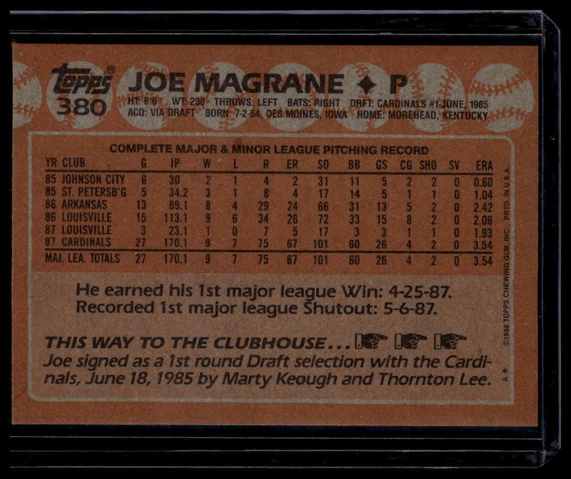 1988 Topps #380 Joe Magrane