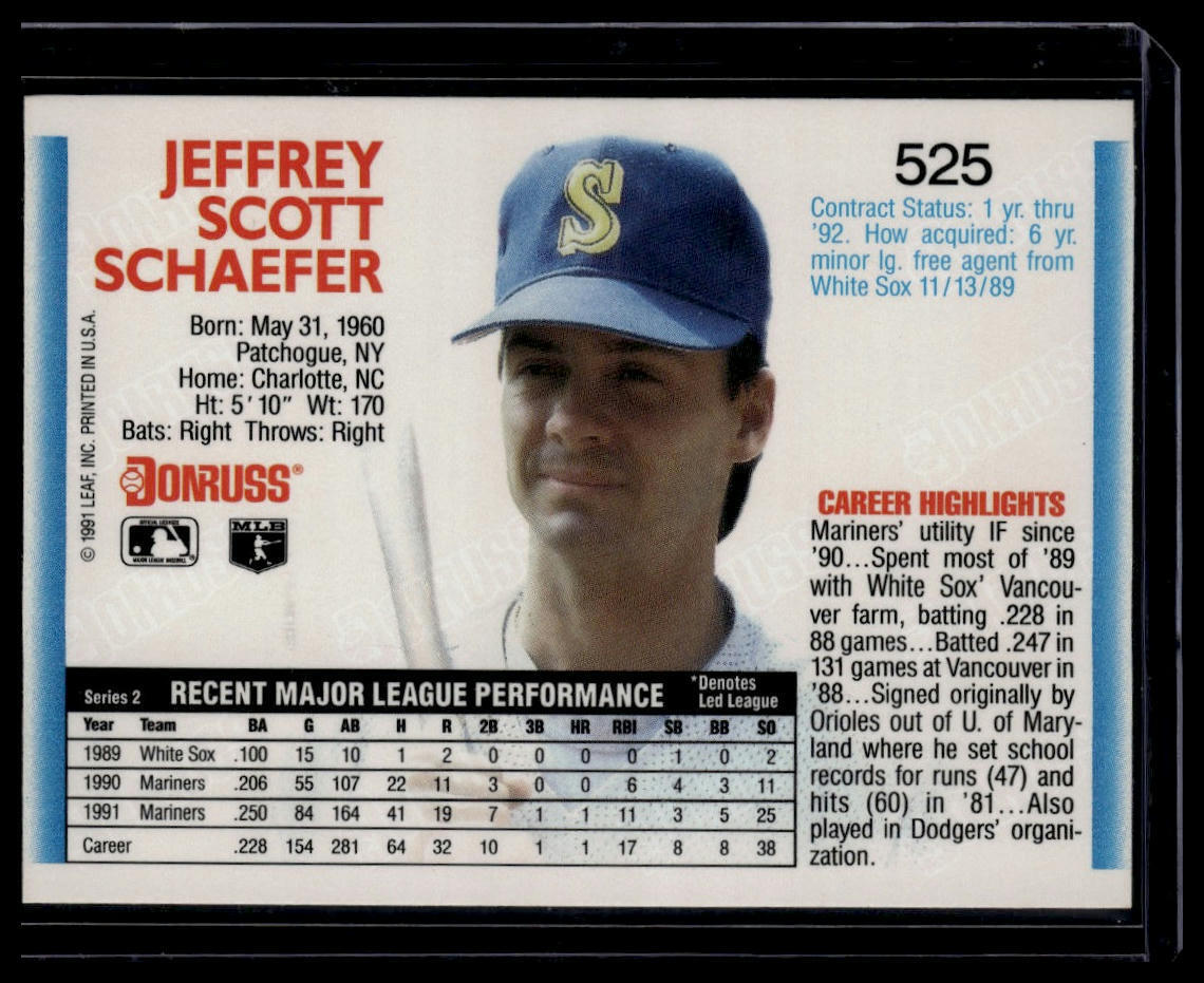 1992 Donruss #525 Jeff Schaefer