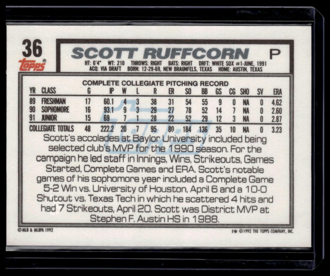 1992 Topps Micro #36 Scott Ruffcorn