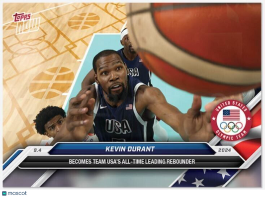 Kevin Durant 2024 Topps Now USA Olympic Games All Time Rebounder Card 13 PR:1510