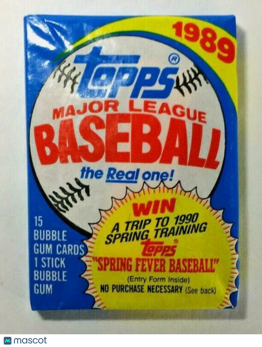 1989 Topps Baseball Cards, 1 Unopened Sealed Wax PACK From Wax Box, 15 Cards