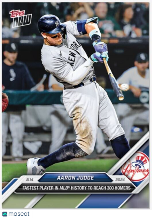 Aaron Judge Fastest To 300 HRs 2024 MLB TOPPS NOW Card #555 Yakees