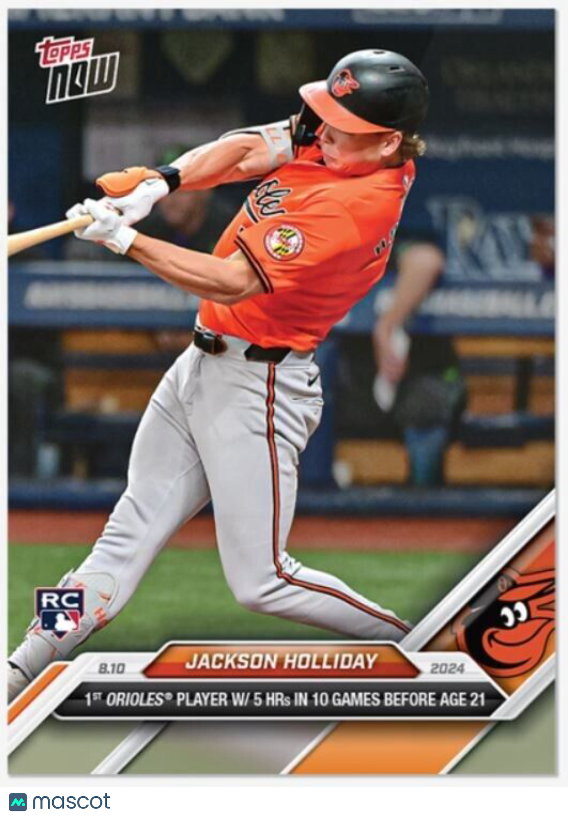 Jackson Holliday "5 HRs in 10 Games" - 2024 MLB TOPPS NOW® Card #541 RC