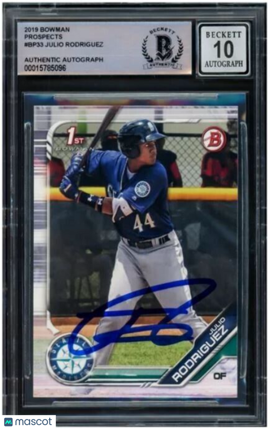 Julio Rodriguez Autographed 2019 1st Bowman Rookie Card #BP-33 Seattle Mariners