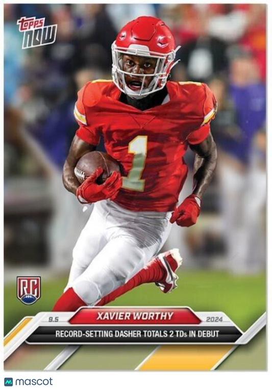 Xavier Worthy 2 TD's Rookie 2024 TOPPS NOW Football Card #1 RC KC Chiefs