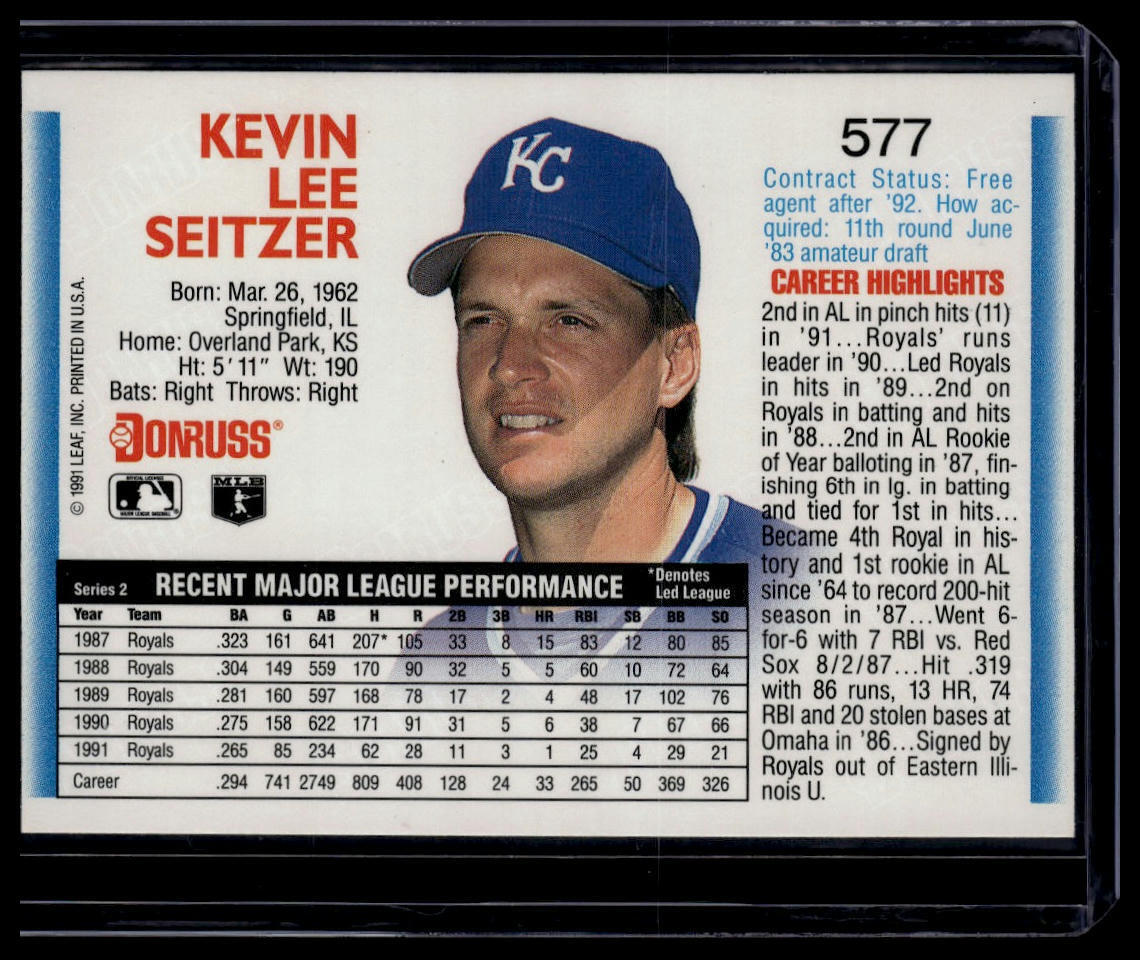 1992 Donruss #577b Kevin Seitzer