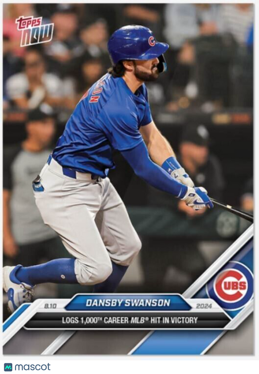 Dansby Swanson 1,000th Hit Chicago Cubs 2024 MLB TOPPS NOW Card #539 PR 641 Only