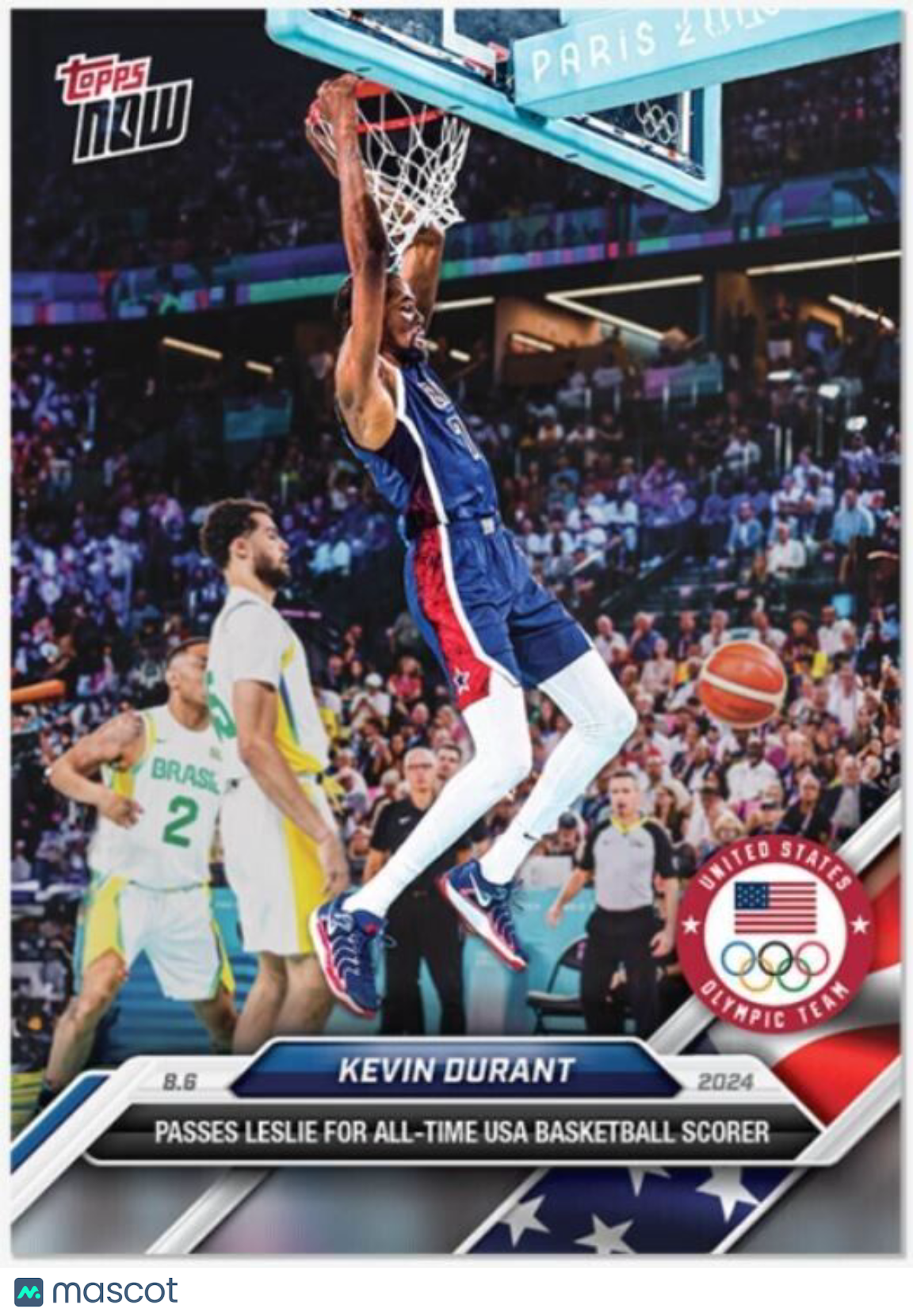 Kevin Durant Olympic Team  USA  2024 Topps Now Card #20 NBA Gold