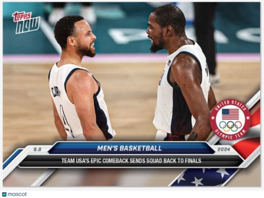 Steph Curry Kevin Durant Men's Olympic Basketball 2024 Topps Now Card #23