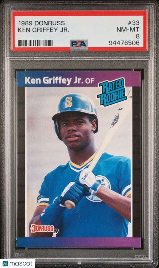 1989 Donruss Ken Griffey Jr. Rated Rookie Card #33 PSA 8 NM-MT