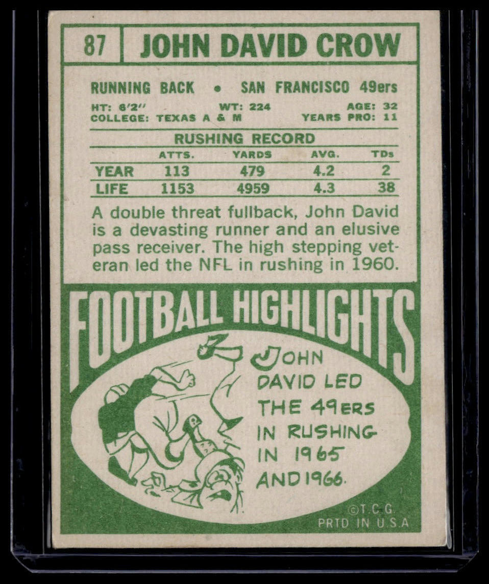 1968 Topps #87 John David Crow