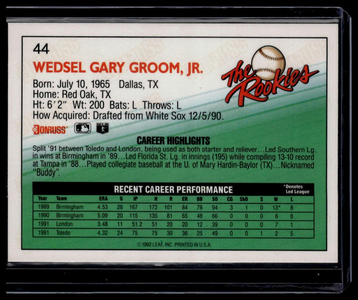 1992 Donruss The Rookies #44 Buddy Groom