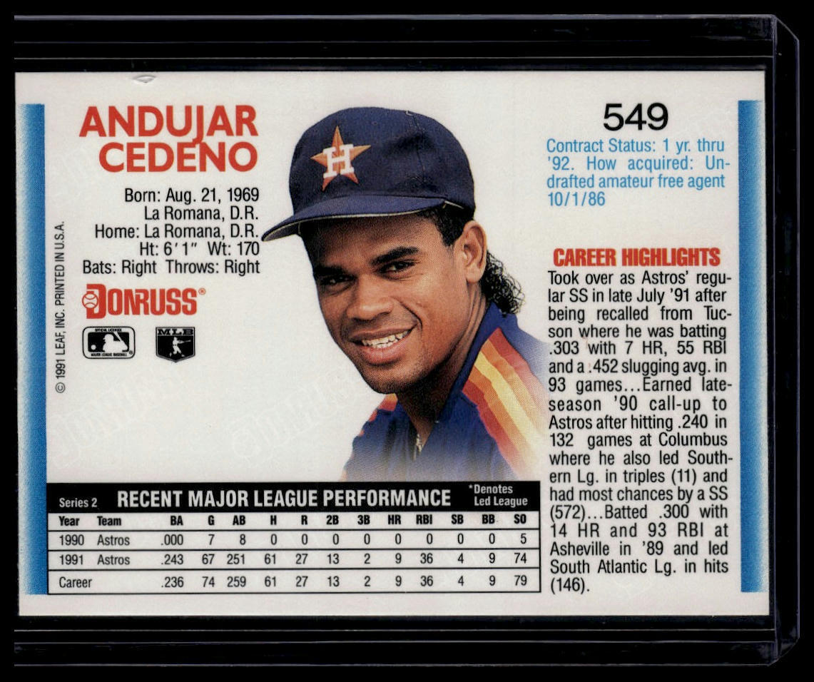 1992 Donruss #549b Andujar Cedeno