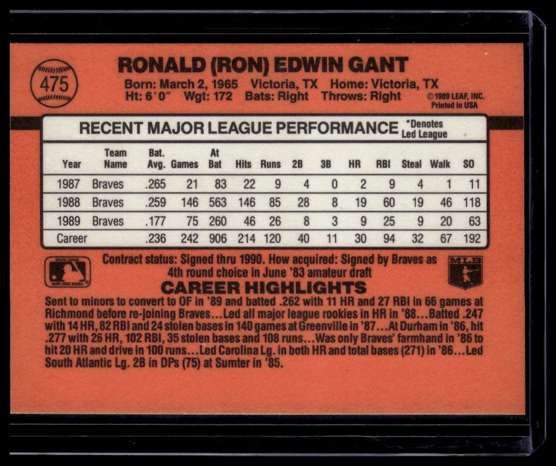 1990 Donruss #475 Ron Gant