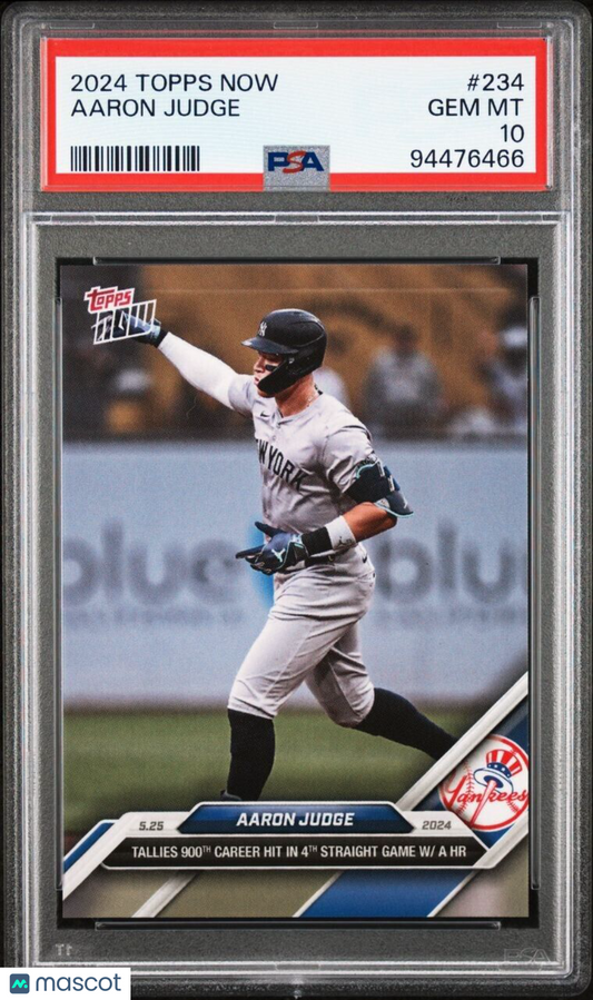 2024 Aaron Judge Topps Now #234 PSA 10 GEM MINT 900 Career Hits POP 13