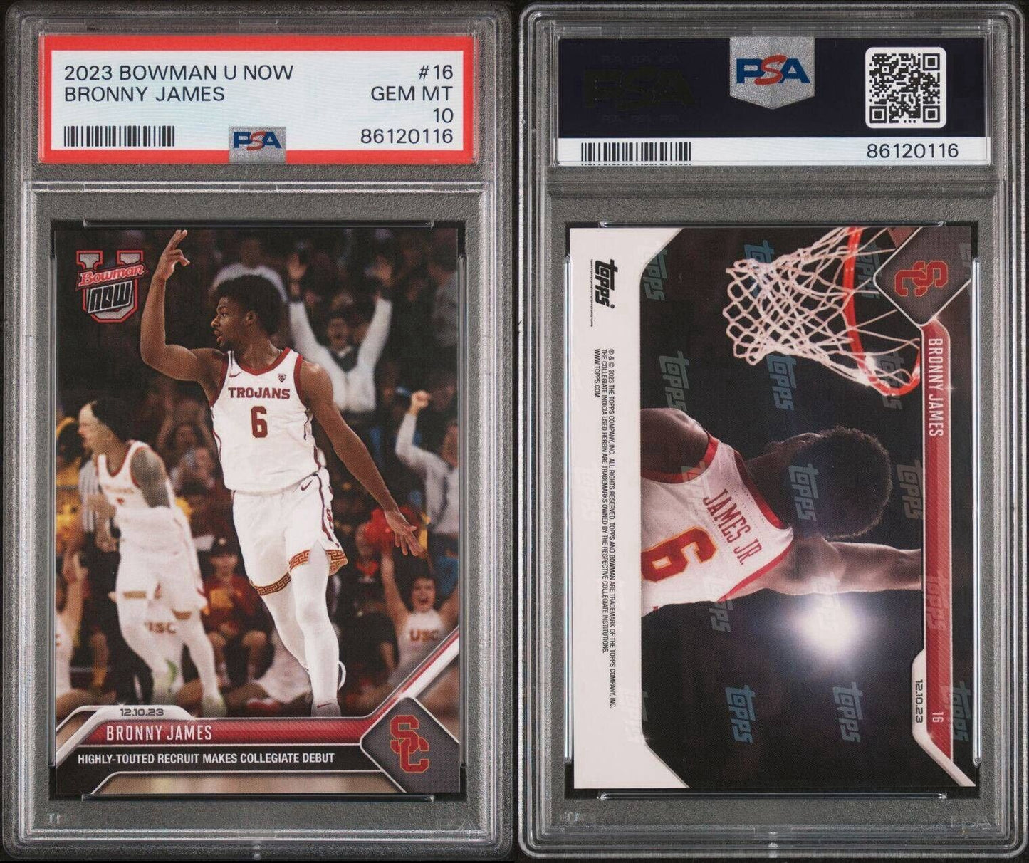 2023 Topps Bowman U Now Collegiate Debut #16 Bronny James - PSA 10 USC / Lakers